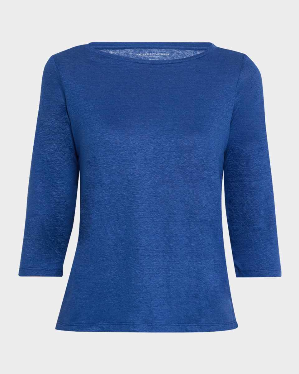 Boat-Neck 3/4-Sleeve Semi-Relaxed Tee